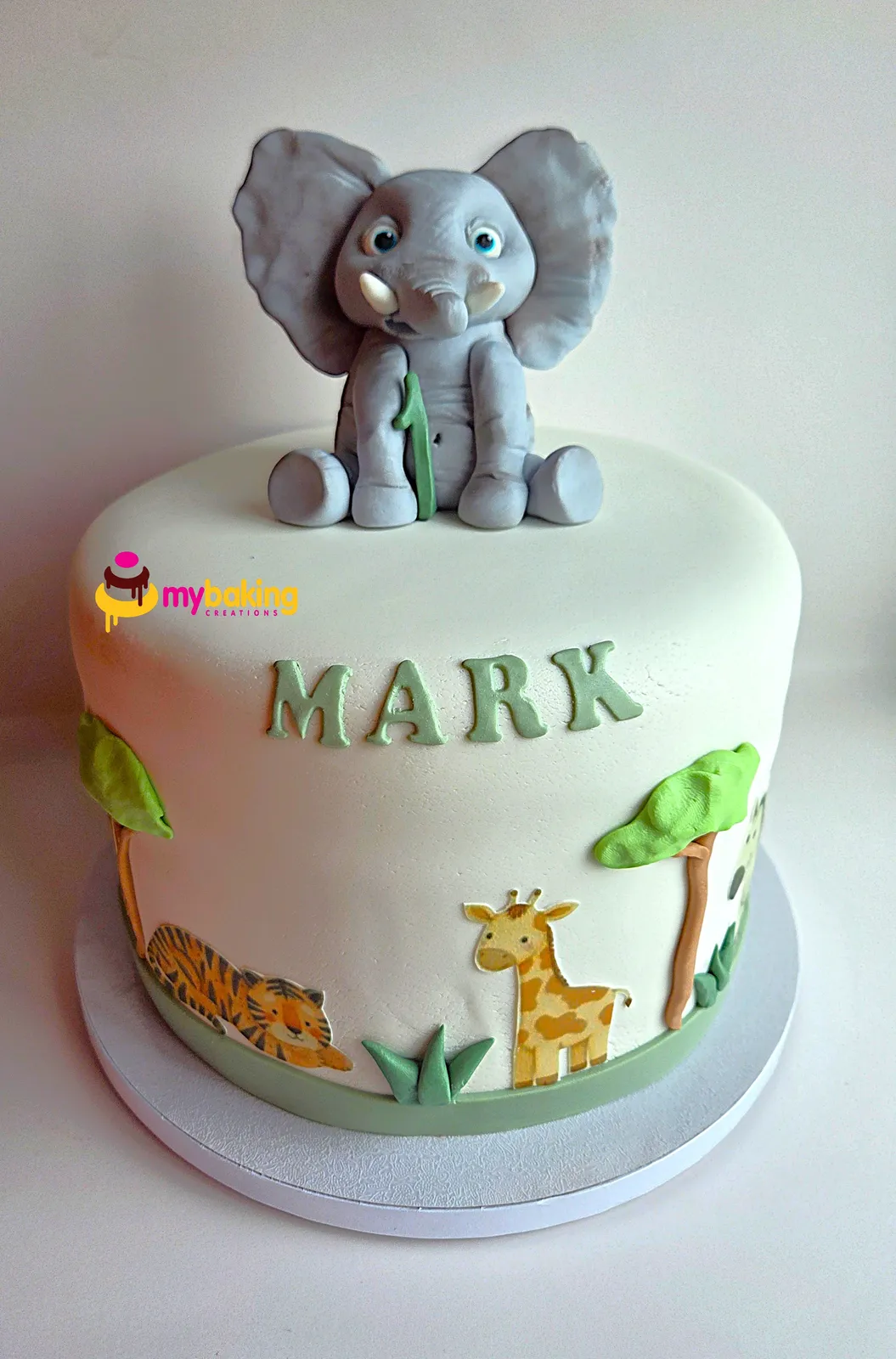 Custom baby elephant themed birthday cake Bay Area bakery